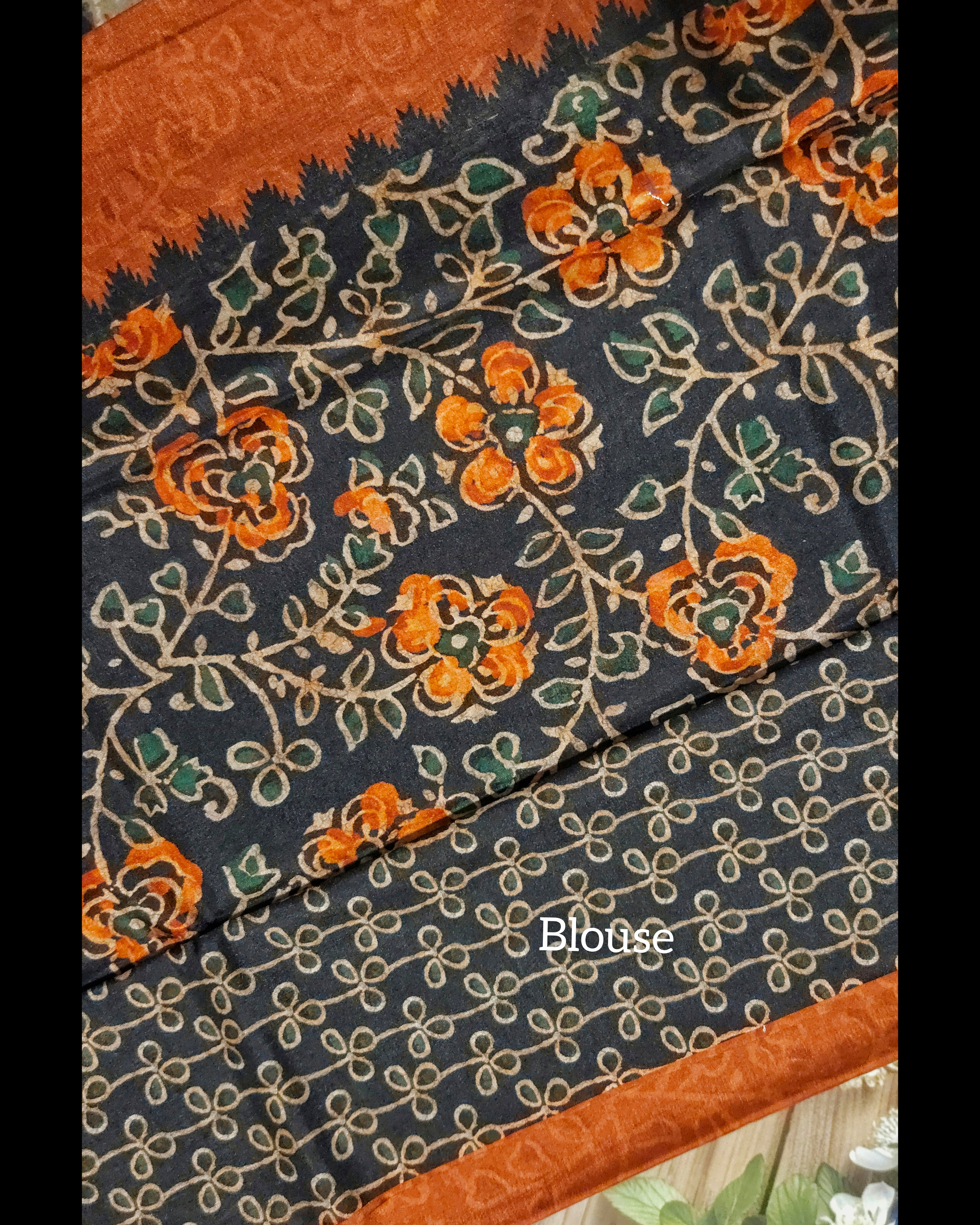 Ajrakh print - Malai Silk saree -ATB - All things Beautiful ✨️
