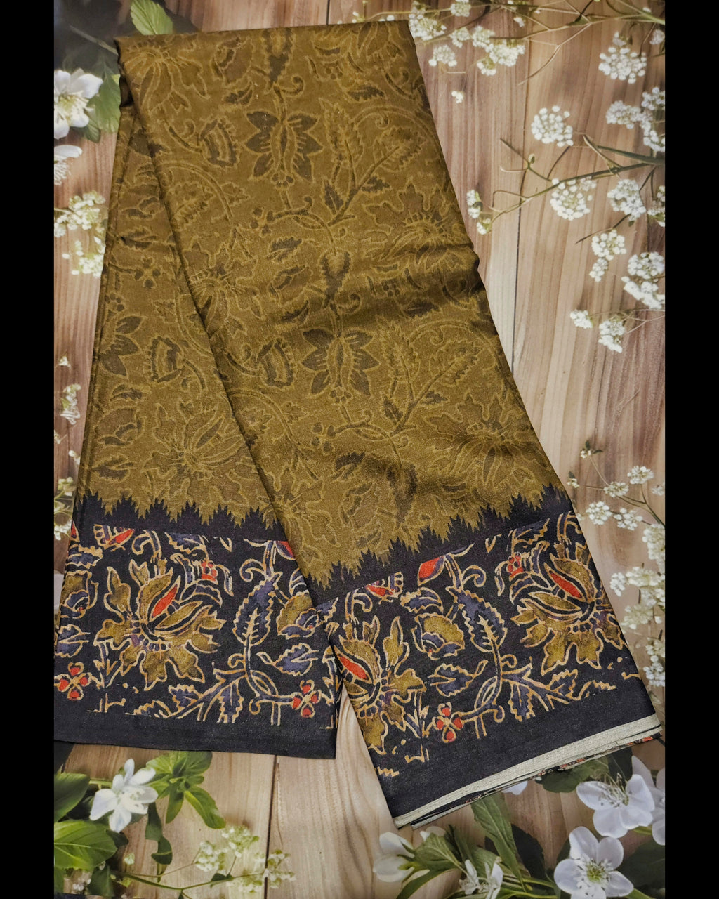 Ajrakh Print Malai Silk Saree - Traditional Elegance for Every Occasion - All things Beautiful ✨️