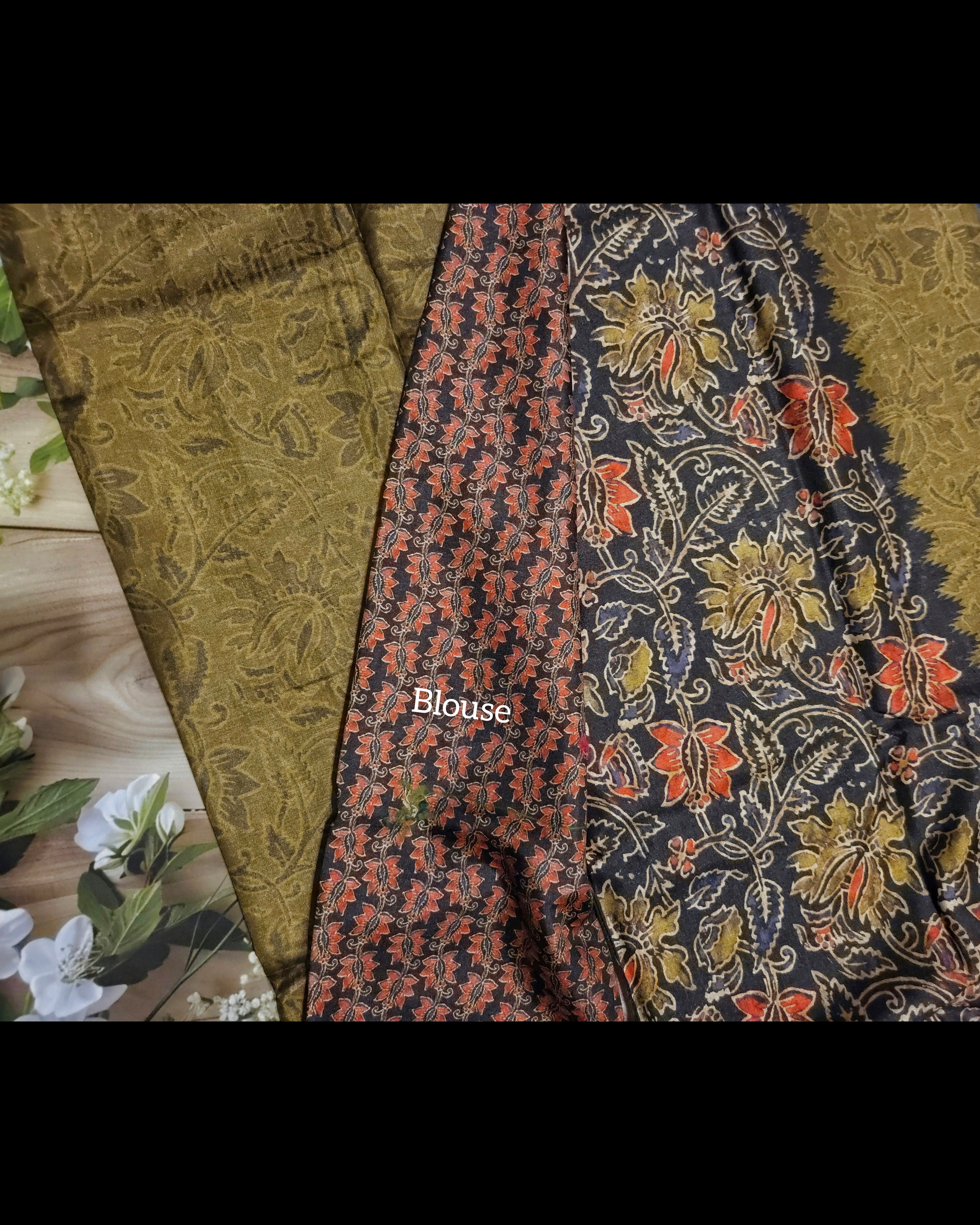 Ajrakh print - Malai Silk saree -ATB - All things Beautiful ✨️