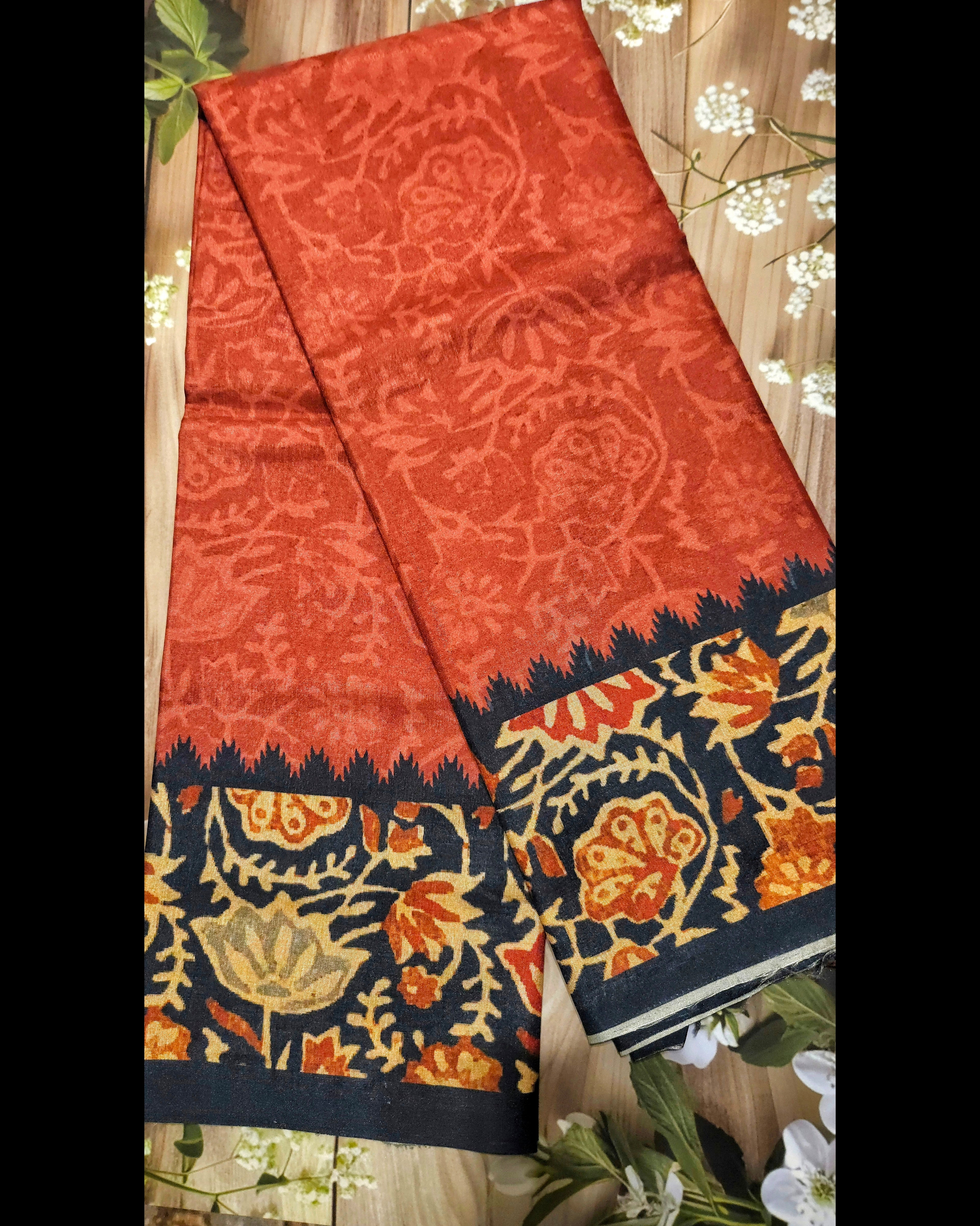 Ajrakh print - Malai Silk saree -ATB - All things Beautiful ✨️