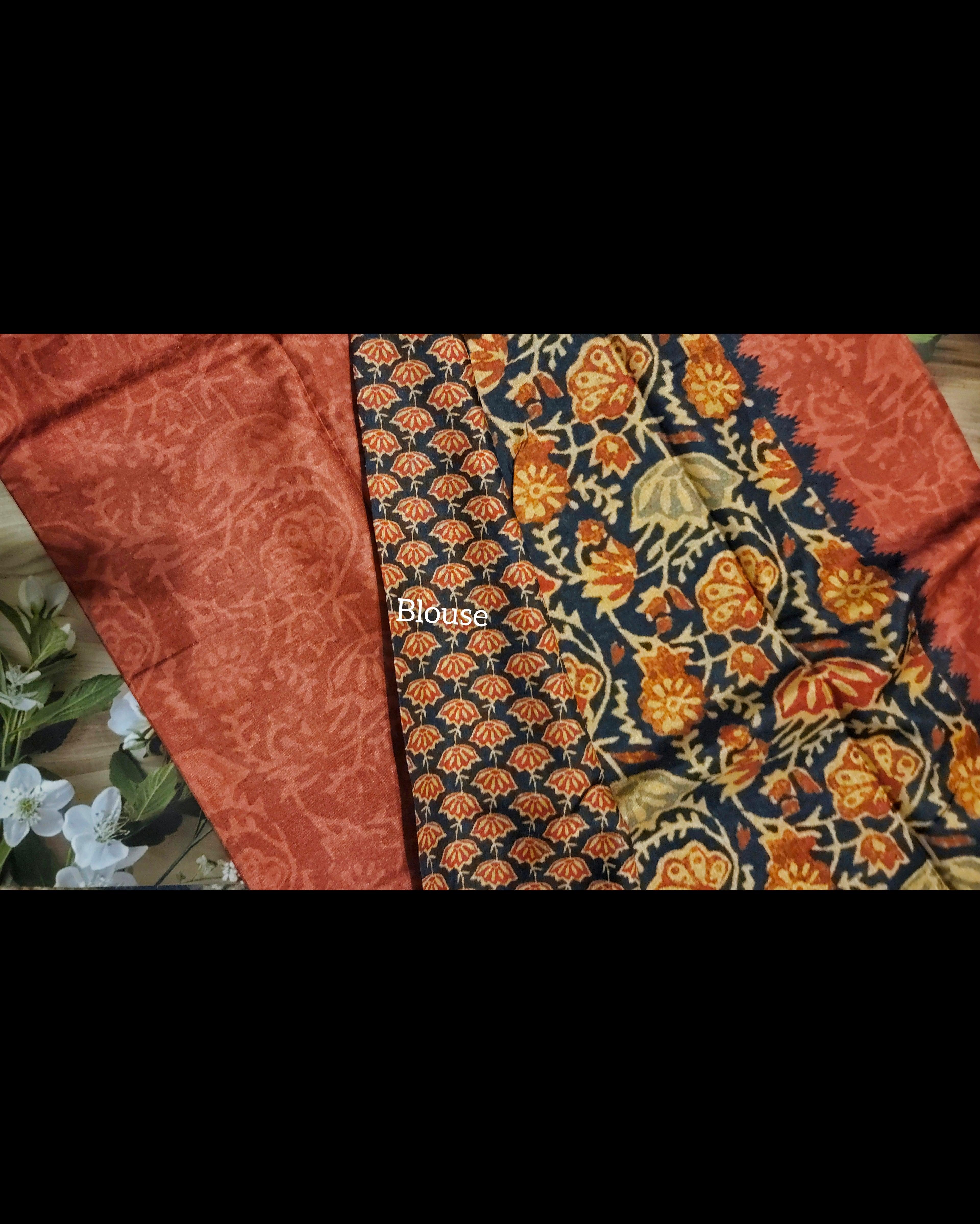 Ajrakh print - Malai Silk saree -ATB - All things Beautiful ✨️