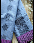 Ash blue- Premium Handwoven Jute Cotton saree - ATB - All things Beautiful ✨️