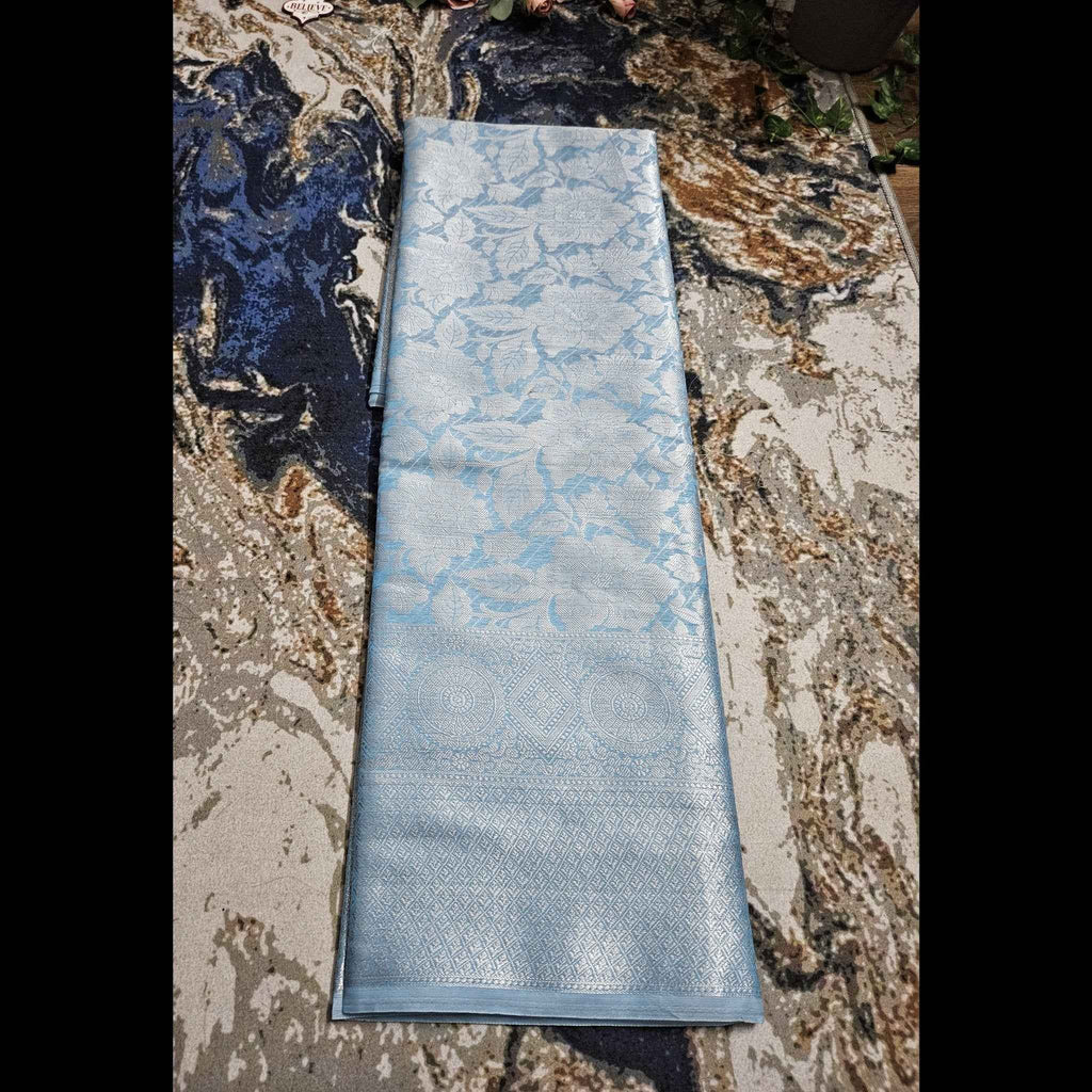 Baby Blue kubera pattu saree