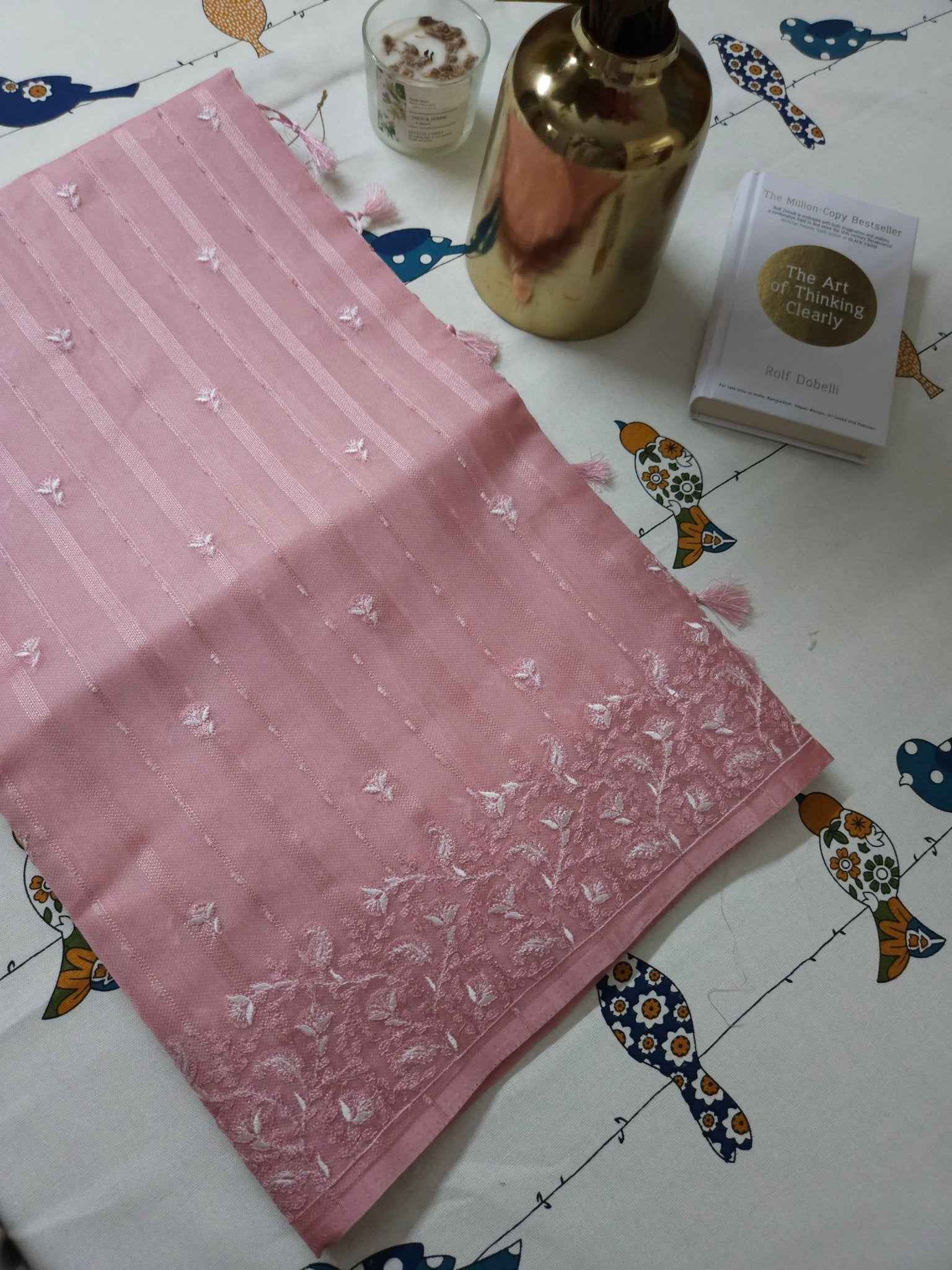 Baby Pink- Jute Organza Saree- ATB - All things Beautiful ✨️