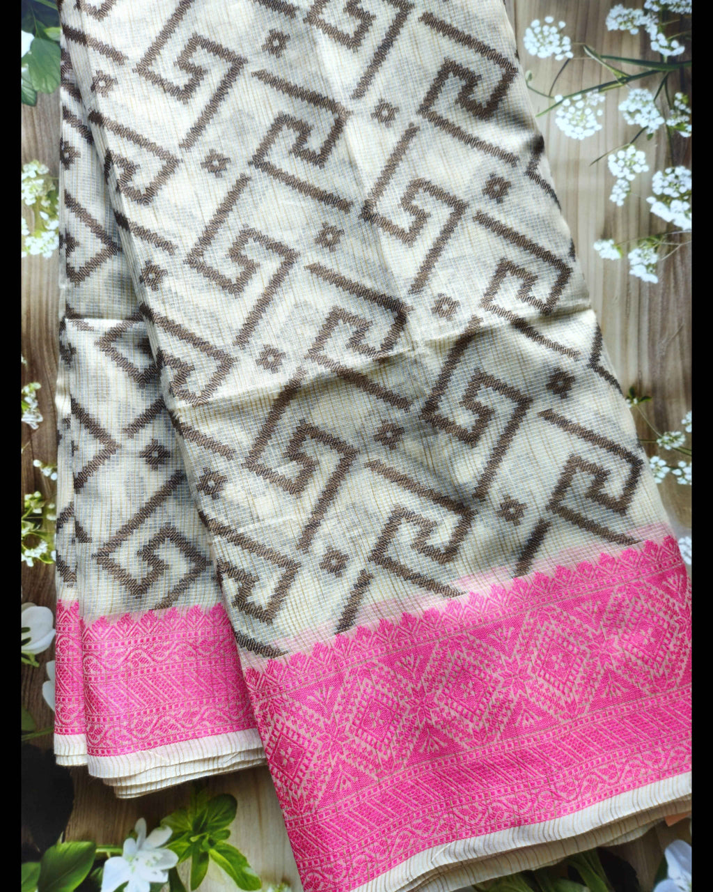 Beige Handwoven Jute Cotton Saree - Premium Quality ATB Collection - All things Beautiful ✨️
