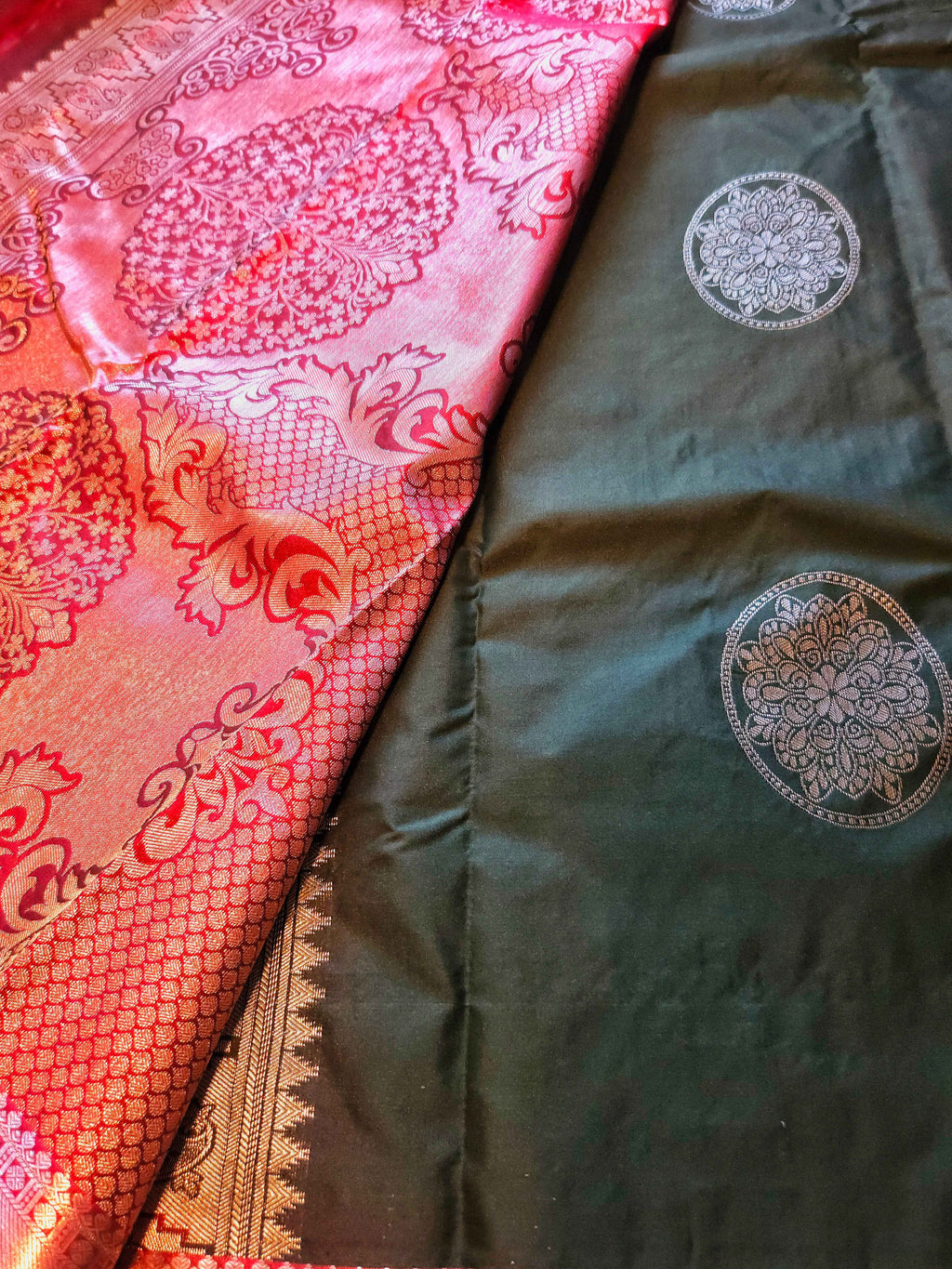 Bottle Green Semi Kanchi Silk Saree - Exquisite Elegance by ATB