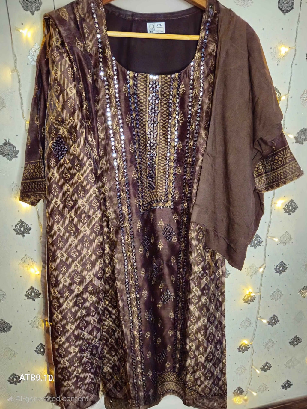 Chocolate brown mirror work kurta set - ATB - All things Beautiful ✨️