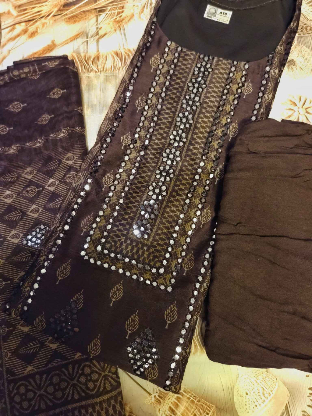 Chocolate brown mirror work kurta set - ATB - All things Beautiful ✨️