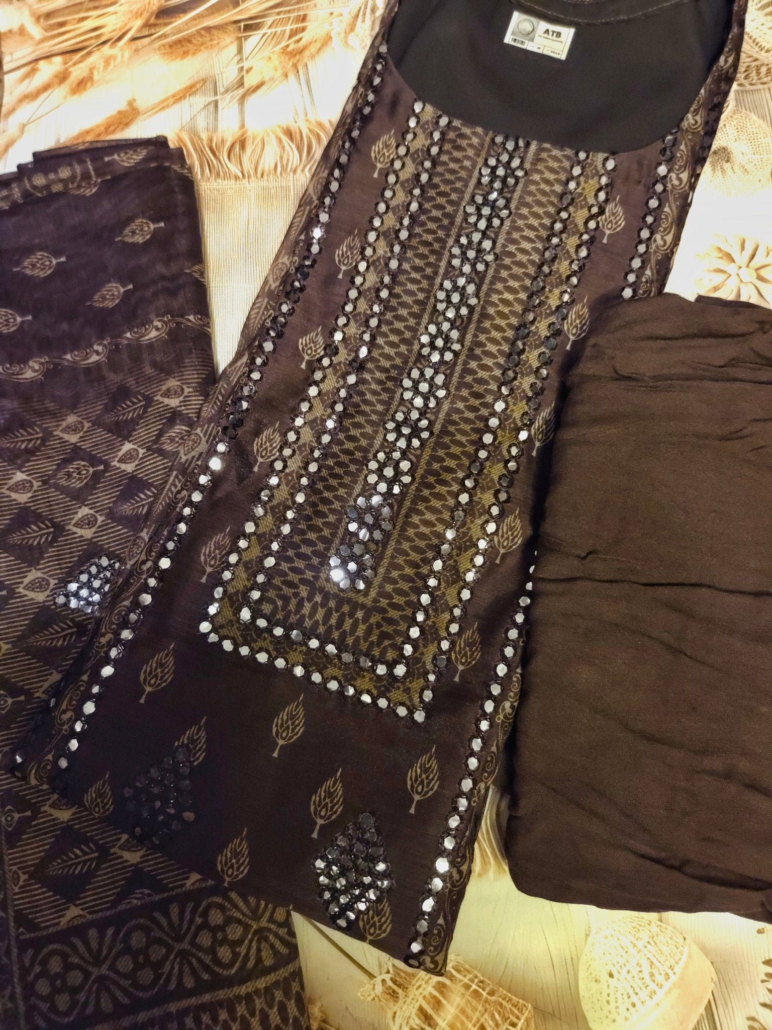 Chocolate brown mirror work kurta set - ATB - All things Beautiful ✨️