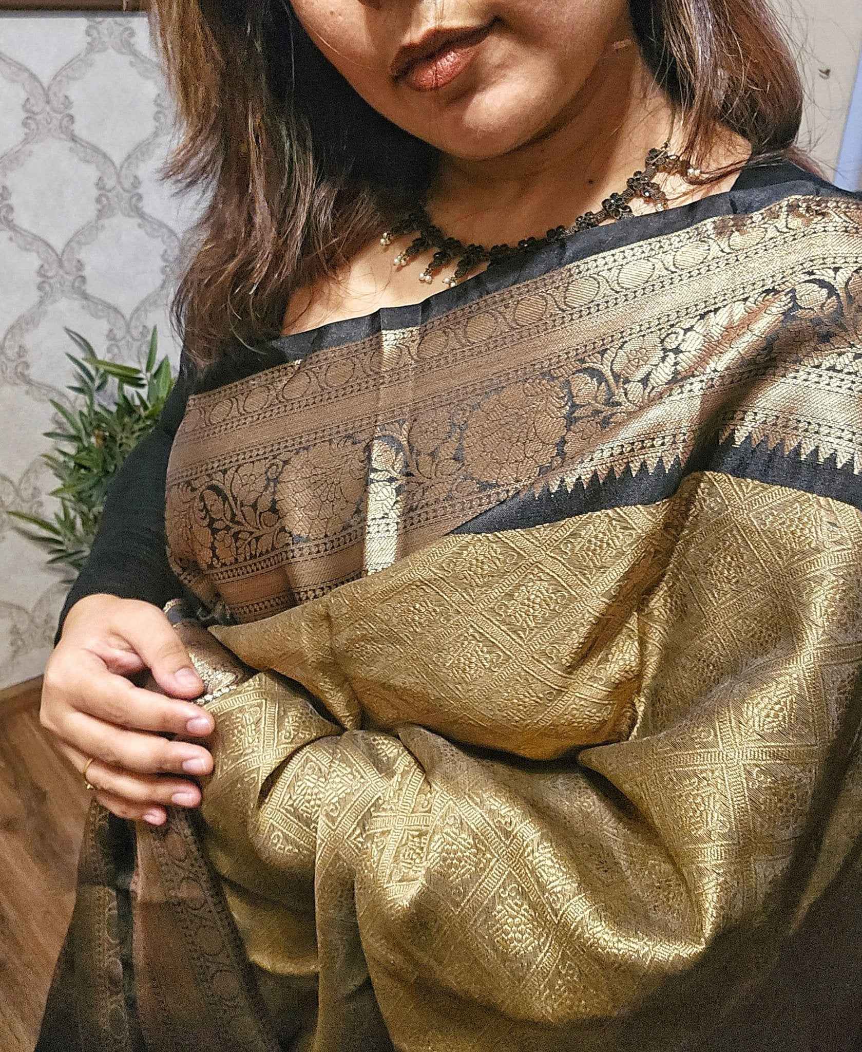 Coffee brown Kanchi Kora Saree