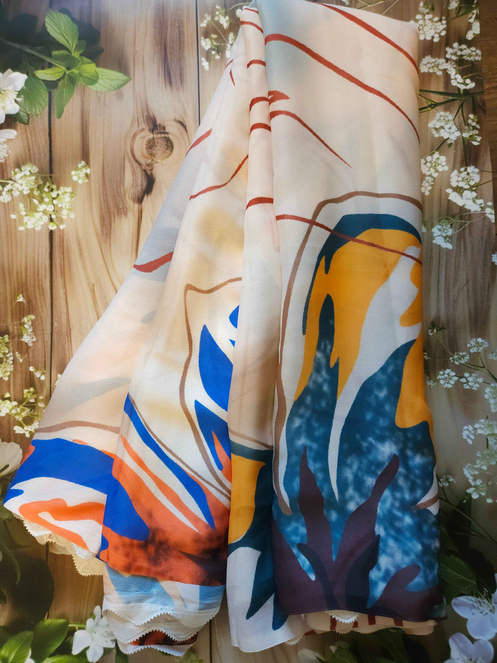 Digital print- Moss Satin saree - ATB