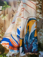 Digital print- Moss Satin saree - ATB