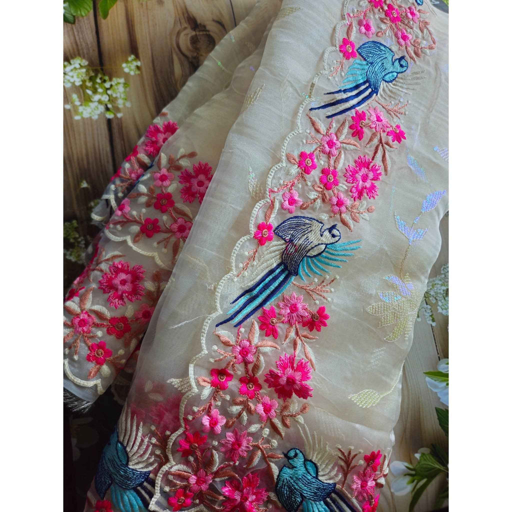 Organza saree- Bird embroidery- ATB