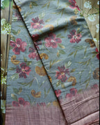 Handwoven Linen Saree - Luxurious ATB Collection