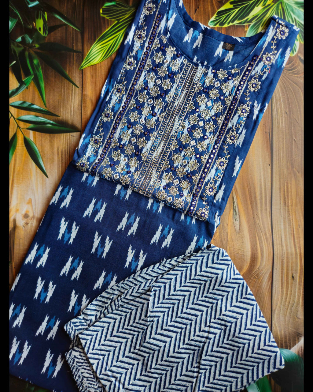 Ikkat print kurta set - curvy collection- ATB