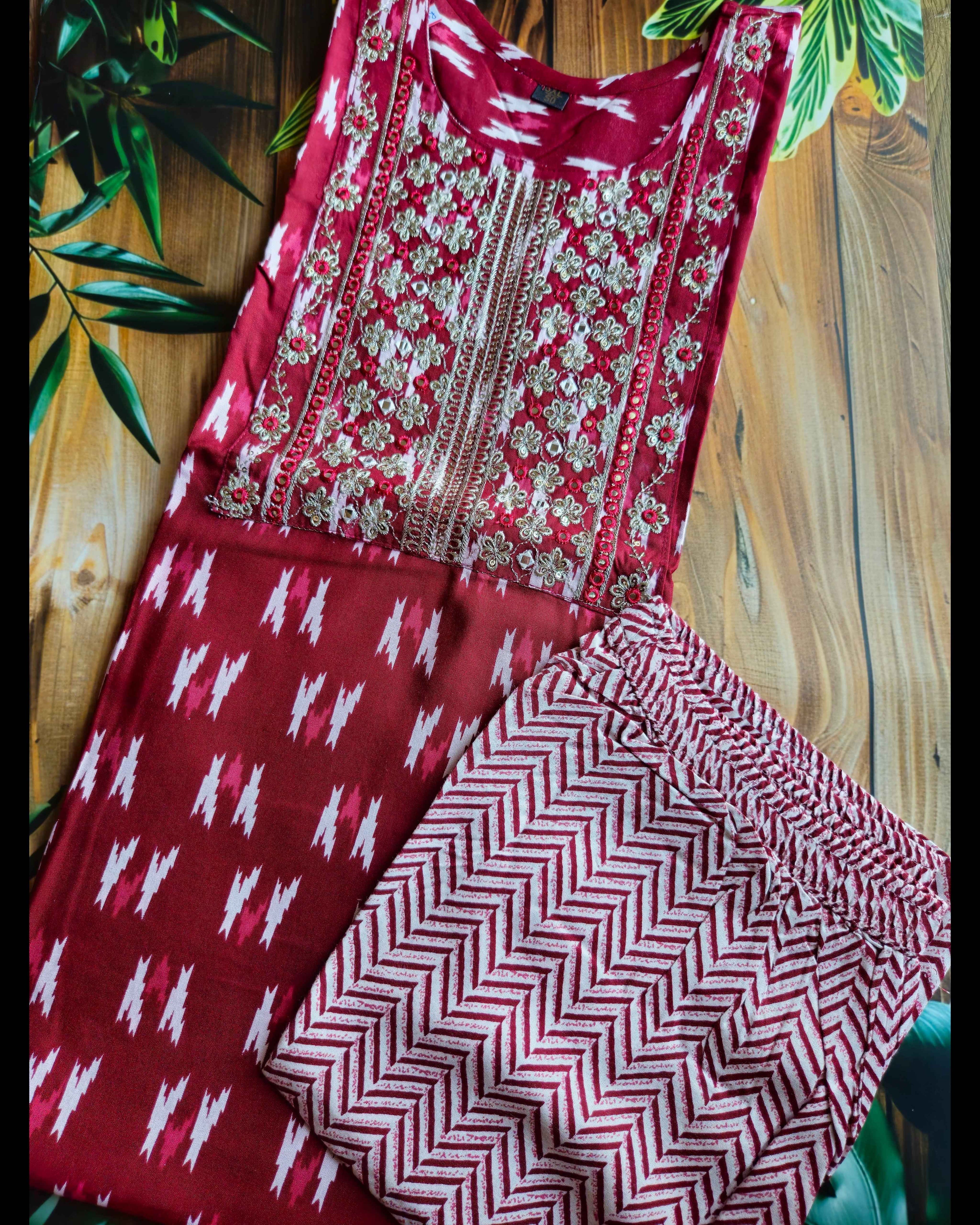 Ikkat print kurta set - curvy collection- ATB