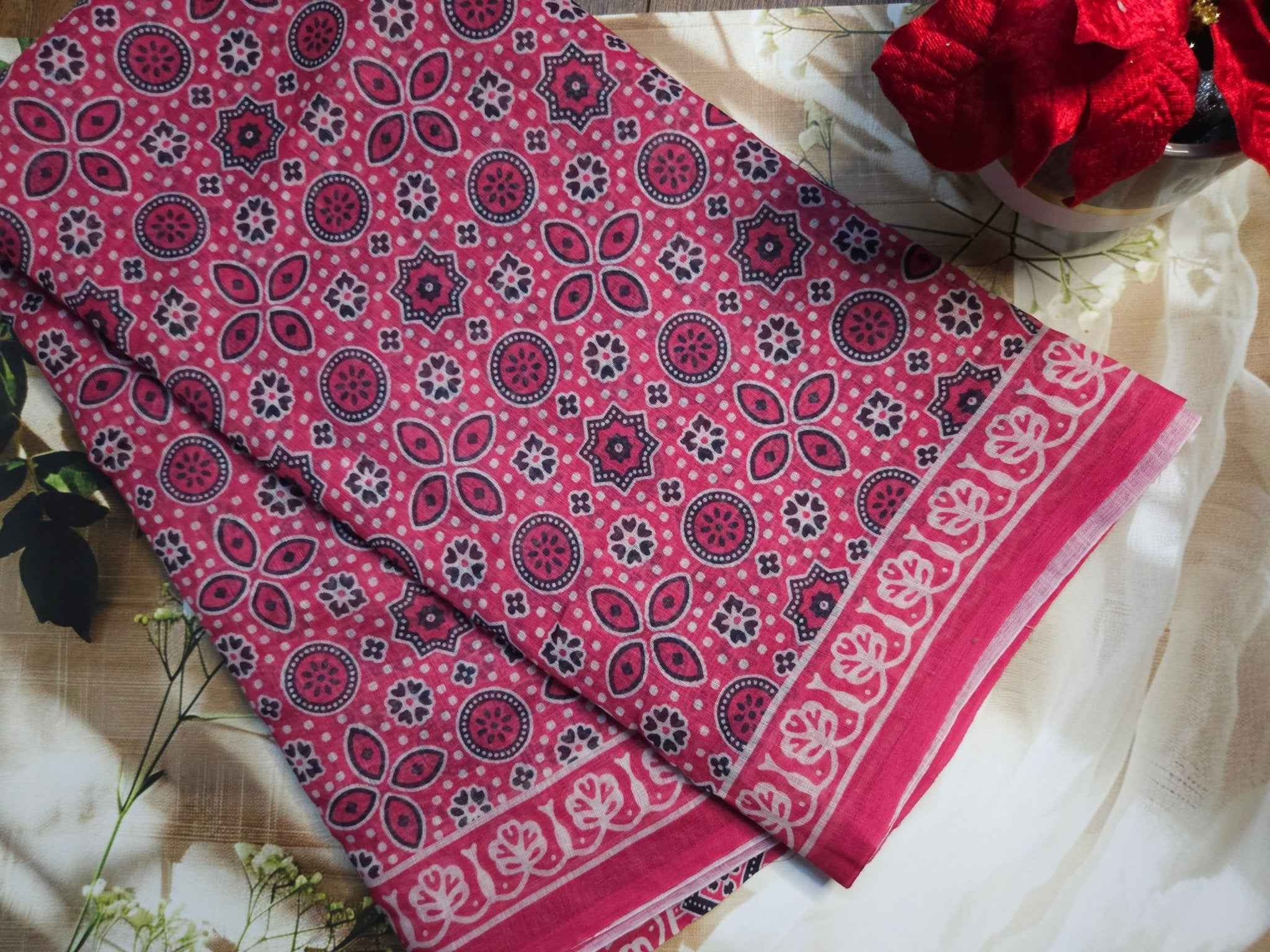 Jaipur print- Linen Sarees - ATB - All things Beautiful ✨️