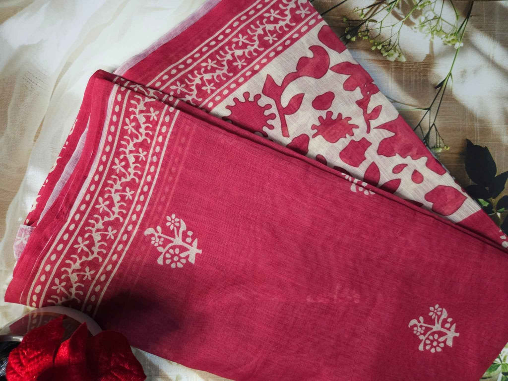 Jaipur Print Linen Sarees - Elegant and Stylish ATB Collection