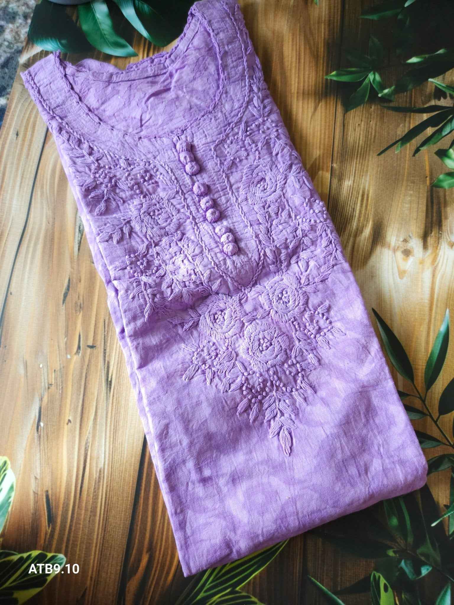 Lavender - Jacquard self print Chikankari women's Kurta - ATB