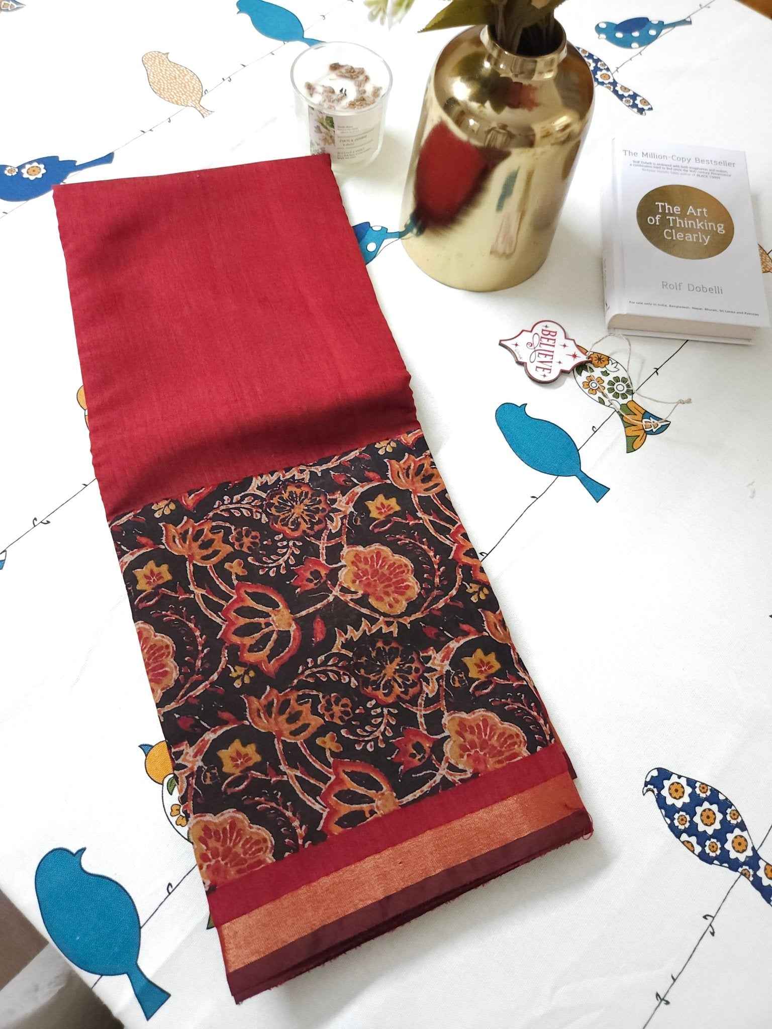 Maroon Chanderi Silk Saree