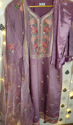 Mauve embroidered kurta set