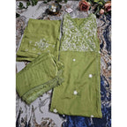 Olive green suit set with dupatta - ATB