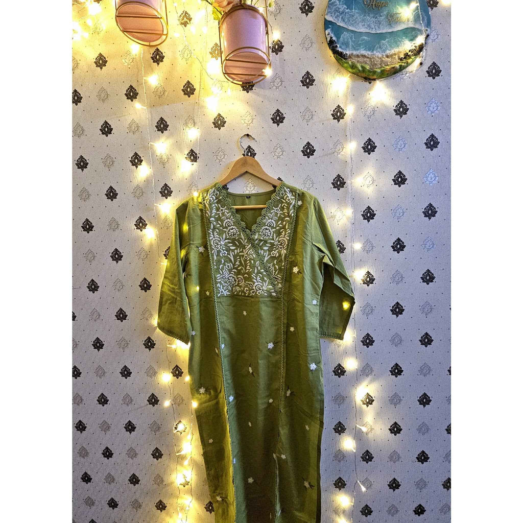 Olive green suit set with dupatta - ATB
