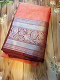 Peach Semi Kanchi Silk Saree - Elegant Indian Ethnic Wear by ATB - All things Beautiful ✨️