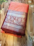 Peach Semi Kanchi Silk Saree - Elegant Indian Ethnic Wear by ATB