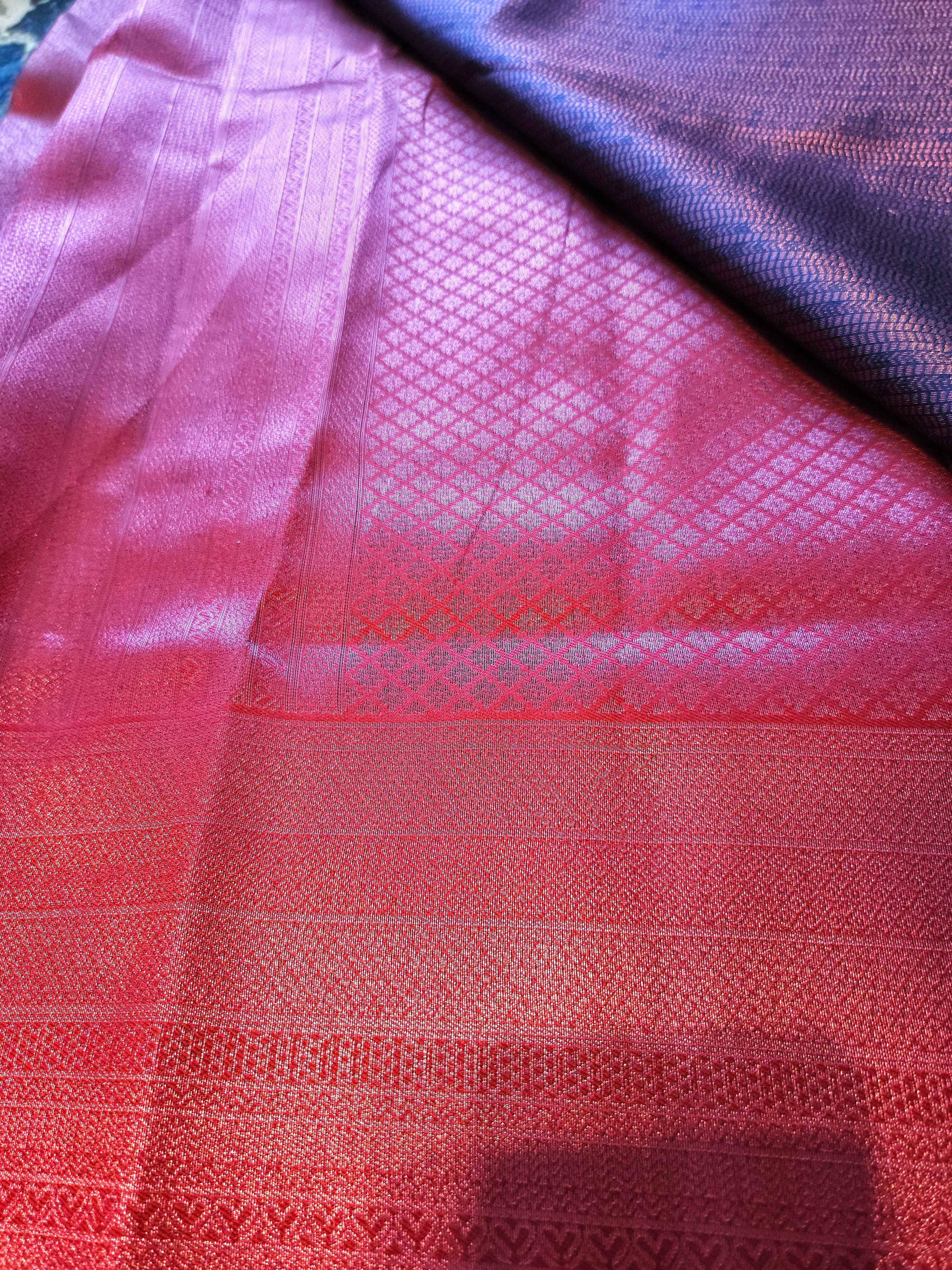Pinkish purple dual tone - soft silk saree - ATB