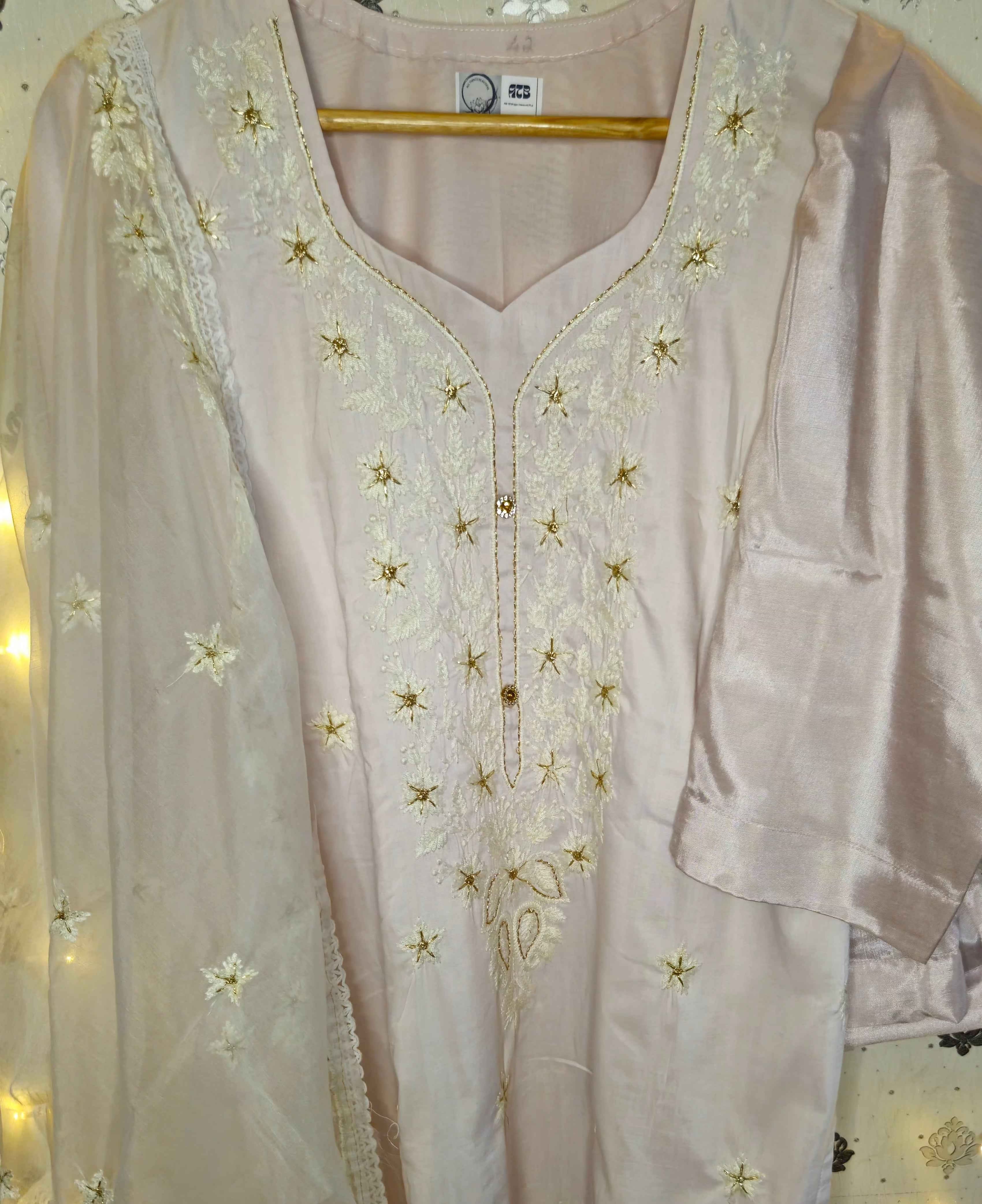 Powder Pink Chikankari set