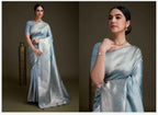 Powder blue soft silk saree