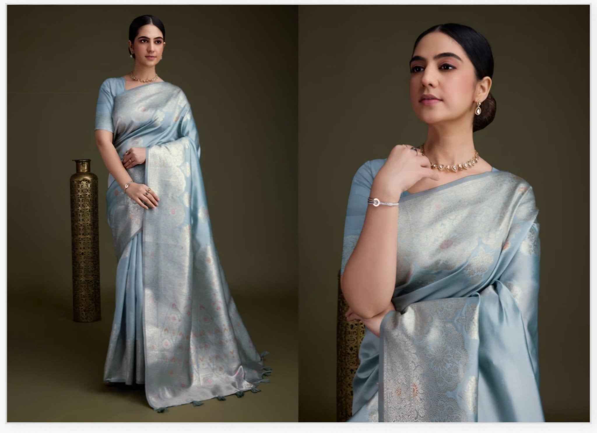 Powder blue soft silk saree - All things Beautiful ✨️