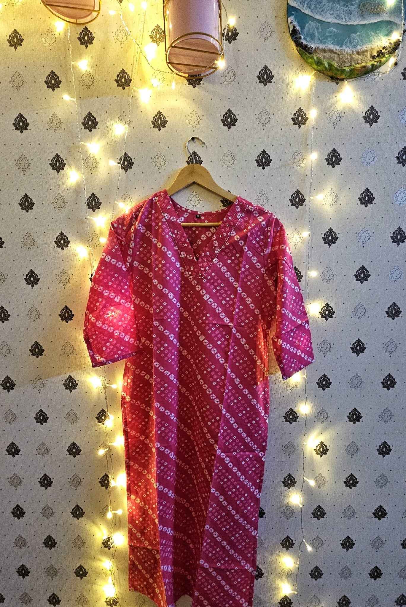 Rani pink- Bandhani women's Kurta- ATB - All things Beautiful ✨️