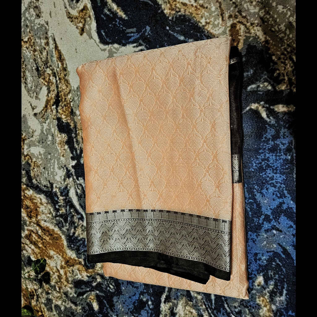 Salmon Pink Kora Muslin Saree