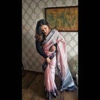 Salmon Pink Kora Muslin Saree
