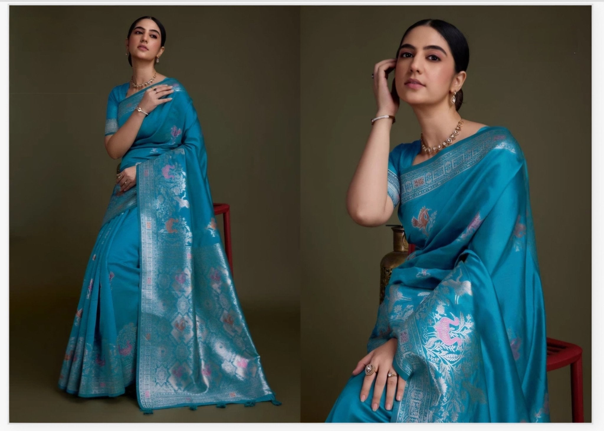Teal blue soft silk saree - All things Beautiful ✨️