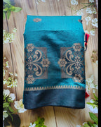 Teal Green Handwoven Sarees - Premium Jute Cotton Fibres, Handpicked & Handwoven by ATB