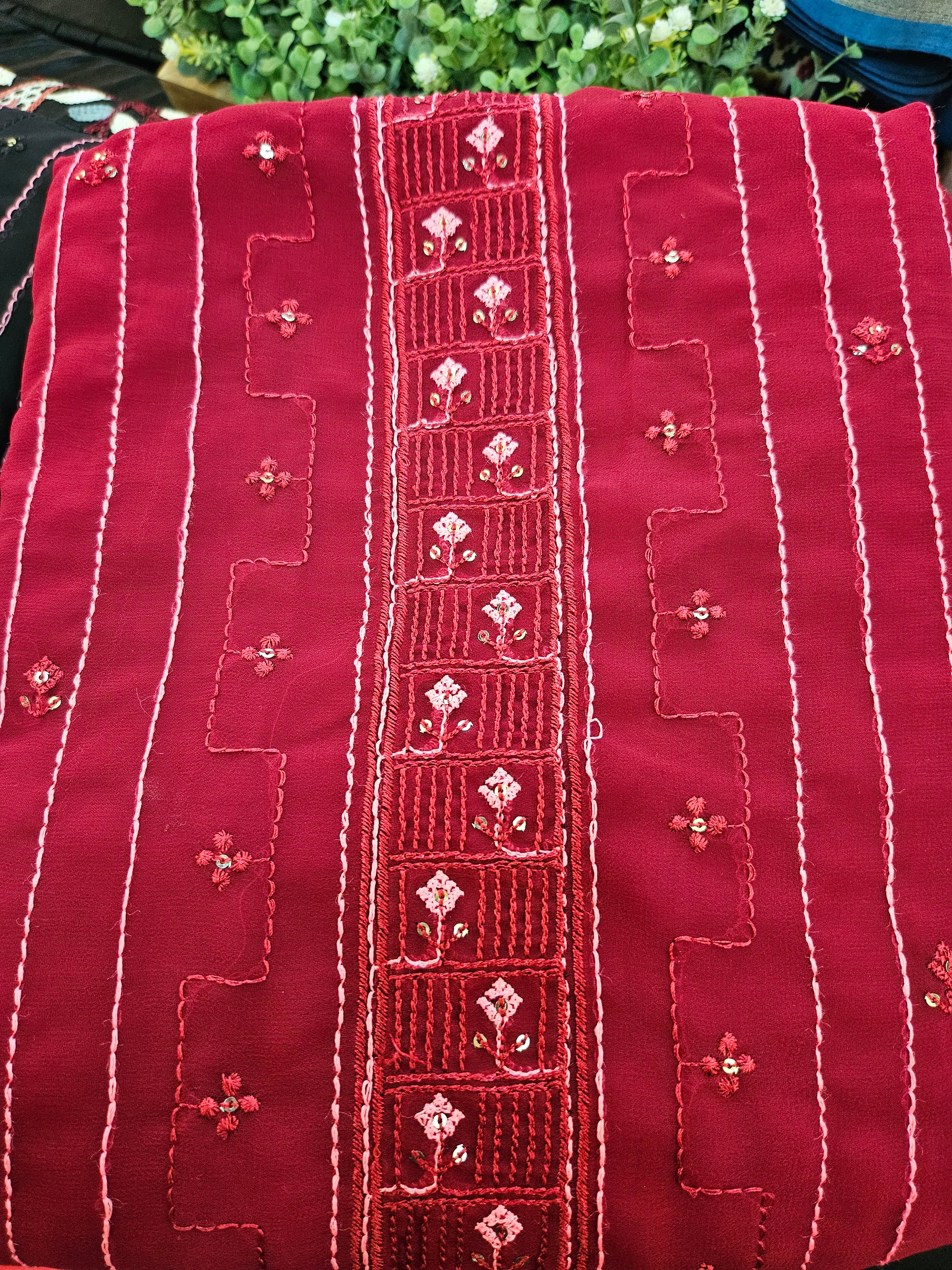 Georgette Embroidered Unstitched material - All things Beautiful ✨️