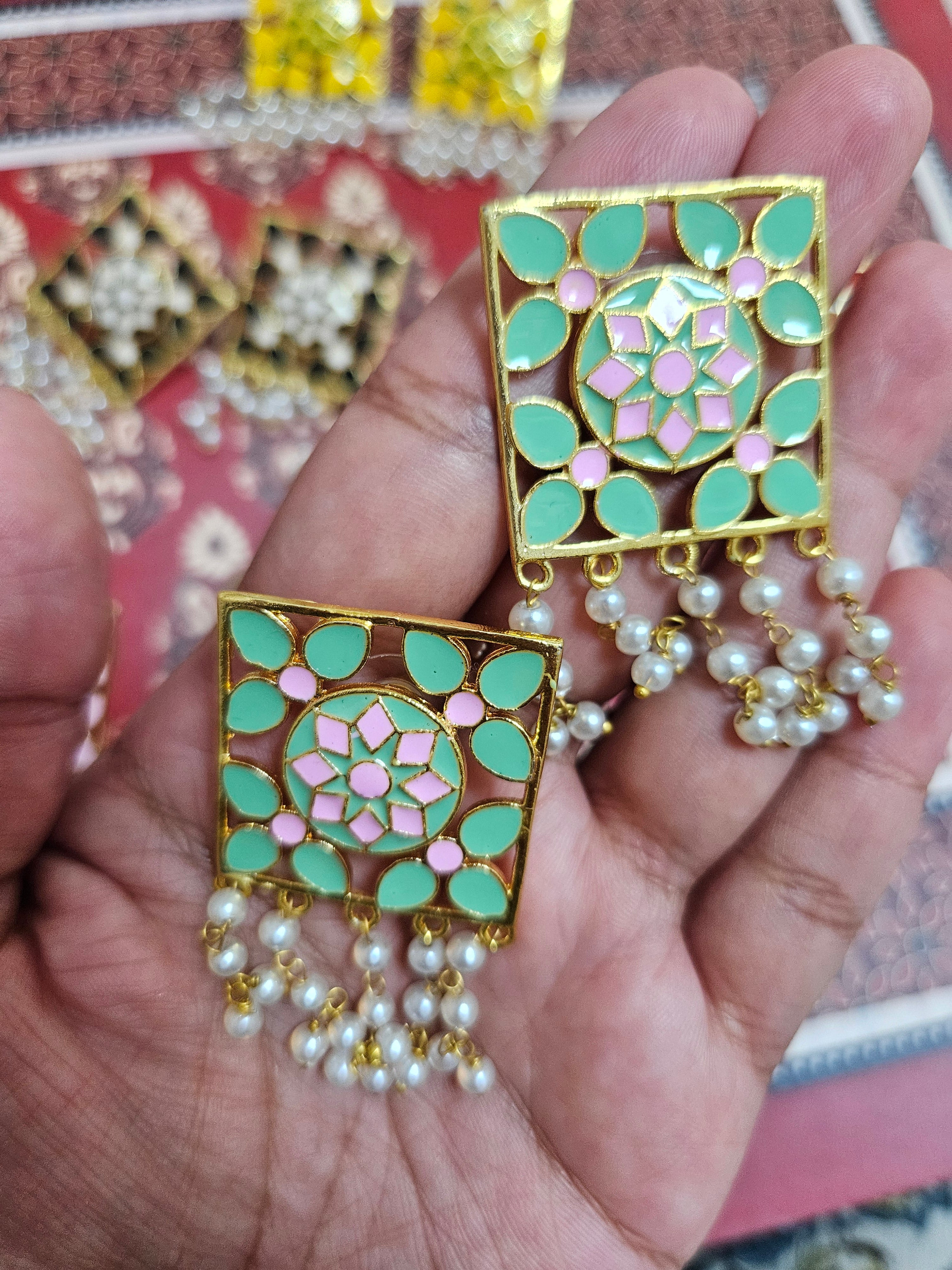 Meenakari Jaipur earrings - Fashion Jewellery- ATB ✨️ - All things Beautiful ✨️