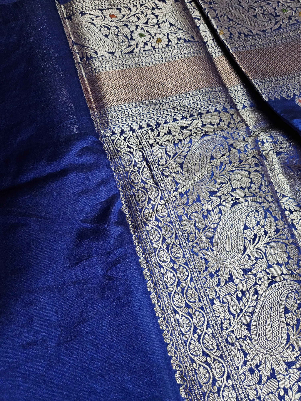 Royal Blue Chiniya Silk Saree for Elegant Traditional Wear - ATB