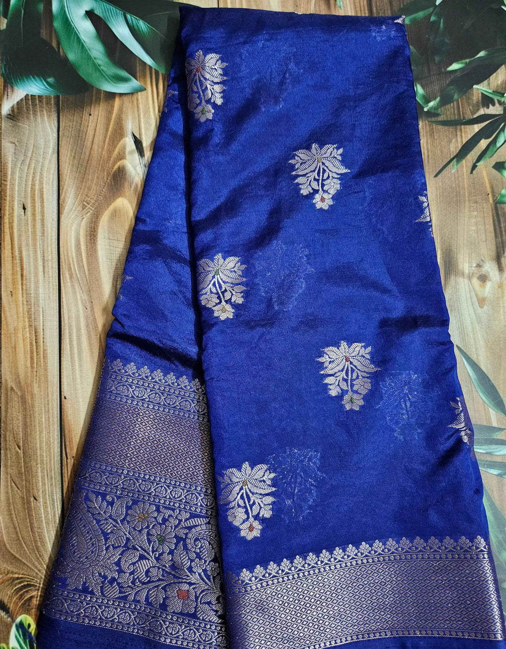Royal Blue Chiniya Silk Saree for Elegant Traditional Wear - ATB