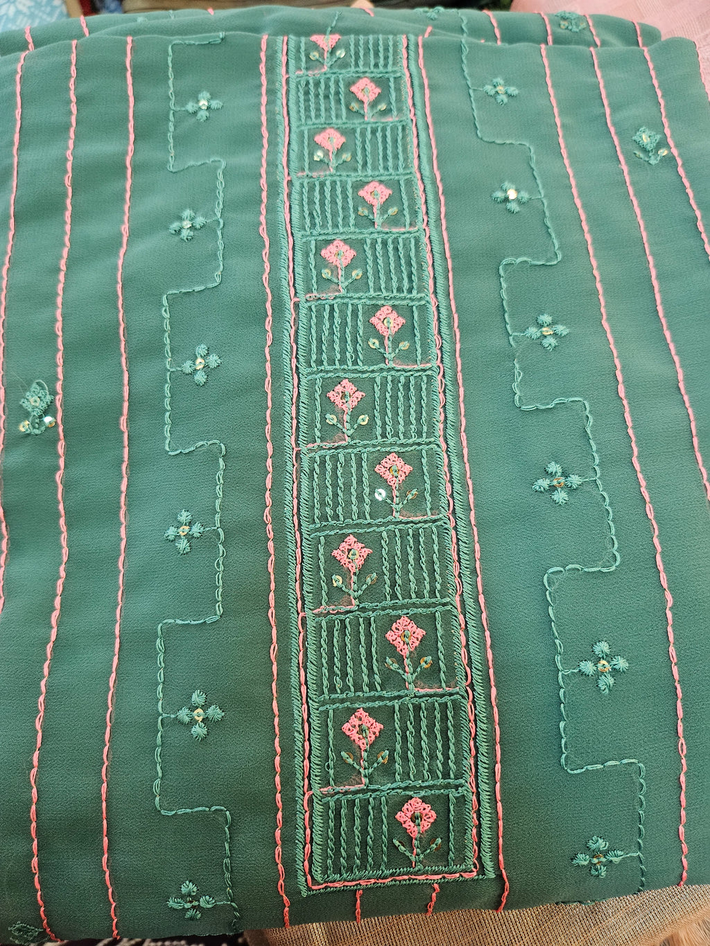 Georgette Embroidered Unstitched material - All things Beautiful ✨️
