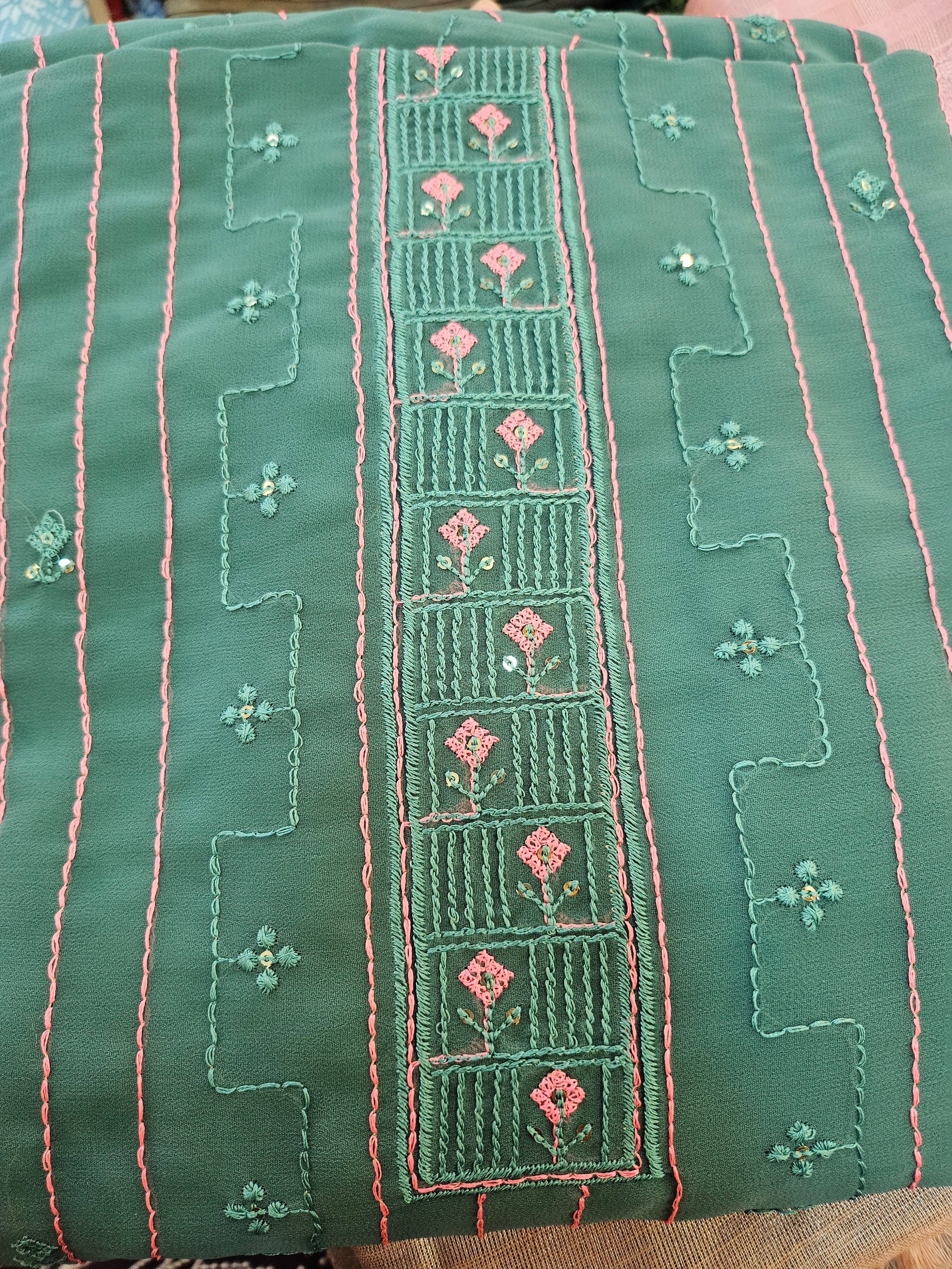 Georgette Embroidered Unstitched material - All things Beautiful ✨️