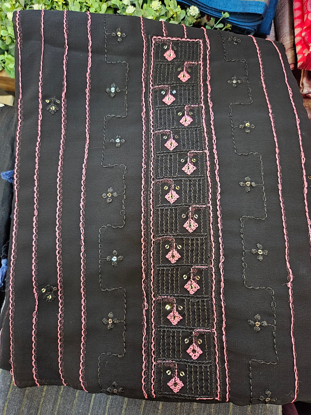 Georgette Embroidered Unstitched material - All things Beautiful ✨️