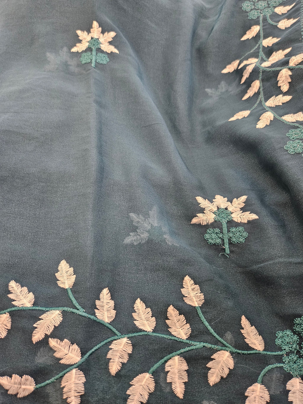Georgette Leaves embroidery - Saree - ATB - All things Beautiful ✨️