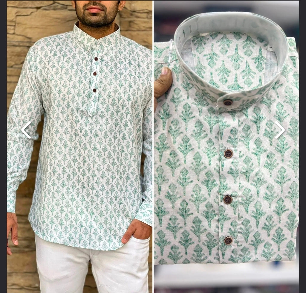 Men's Jaipur Print Short Kurta - Full Sleeves - Stylish Attire from ATB - All things Beautiful ✨️