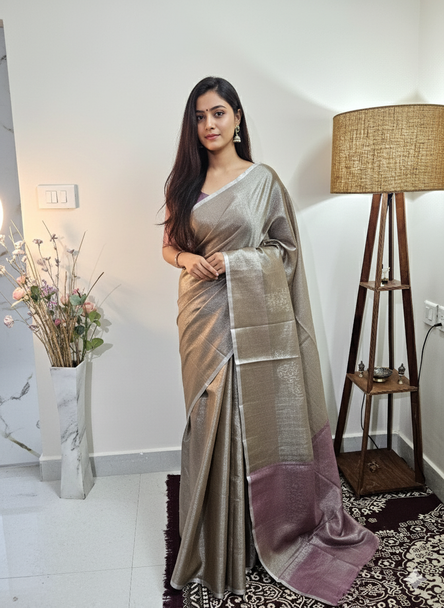 Metallic shade shimmer - Tissue Saree - ATB ✨️ - All things Beautiful ✨️