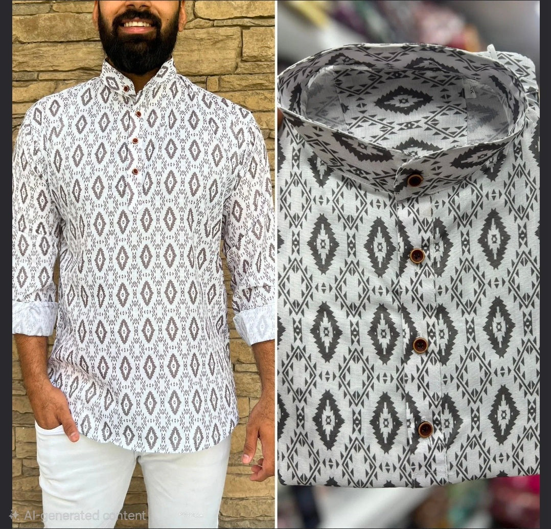 Men's Jaipur Print Short Kurta - Full Sleeves - Stylish Attire from ATB - All things Beautiful ✨️