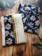 Men's Onam Combo - Shirt + Mundu/ dhoti - Hibiscus - ATB - All things Beautiful ✨️